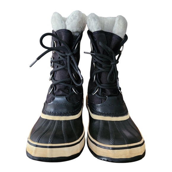 Sorel Women’s Winter Boots US 8 Waterproof Black Ivory Lace-Up - Picture 6 of 12